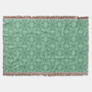 Ornate Green Leafy Scrollwork Throw Blanket
