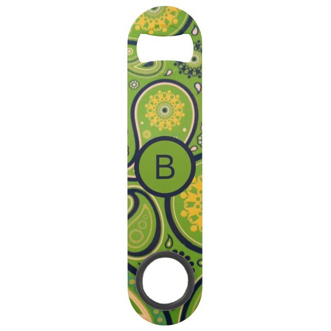 Ornate Green Paisley Pattern Monogram (Front)