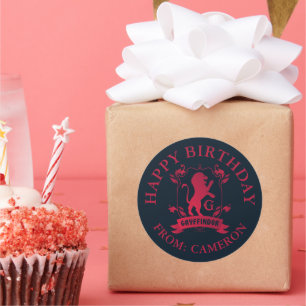 Ornate GRYFFINDOR™ House Crest Happy Birthday Classic Round Sticker