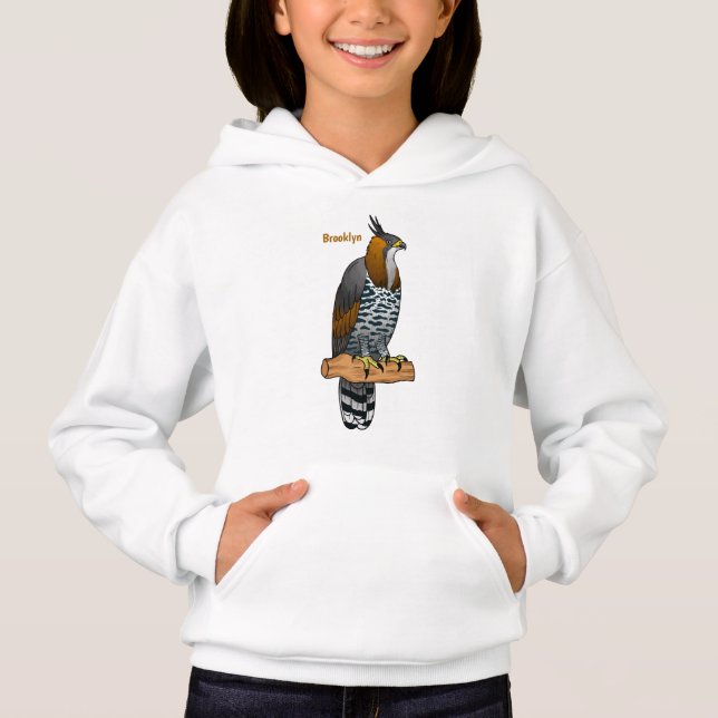 Ornate hawk eagle bird cartoon illustration (Front)