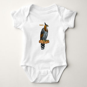 Ornate hawk eagle bird cartoon illustration baby bodysuit