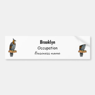 Ornate hawk eagle bird cartoon illustration bumper sticker