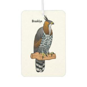 Ornate hawk eagle bird cartoon illustration car air freshener
