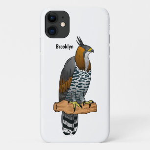 Ornate hawk eagle bird cartoon illustration iPhone 11 case