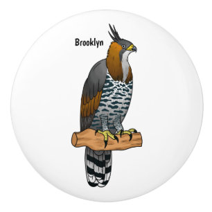 Ornate hawk eagle bird cartoon illustration ceramic knob