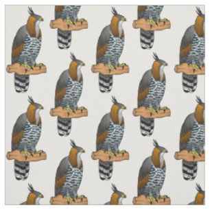 Ornate hawk eagle bird cartoon illustration fabric