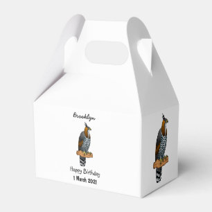 Ornate hawk eagle bird cartoon illustration favour box