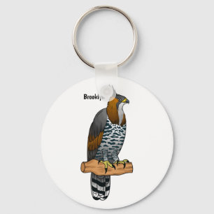 Ornate hawk eagle bird cartoon illustration  key ring