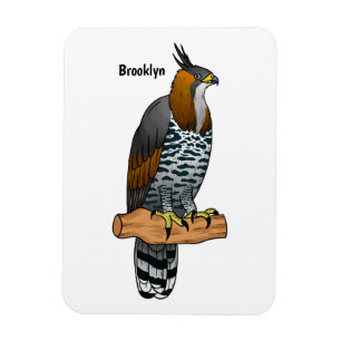 Ornate hawk eagle bird cartoon illustration magnet