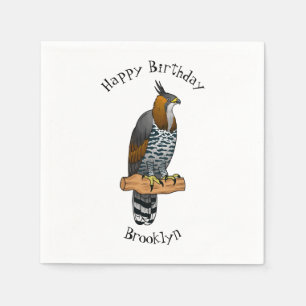Ornate hawk eagle bird cartoon illustration napkin