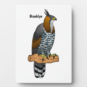 Ornate hawk eagle bird cartoon illustration plaque