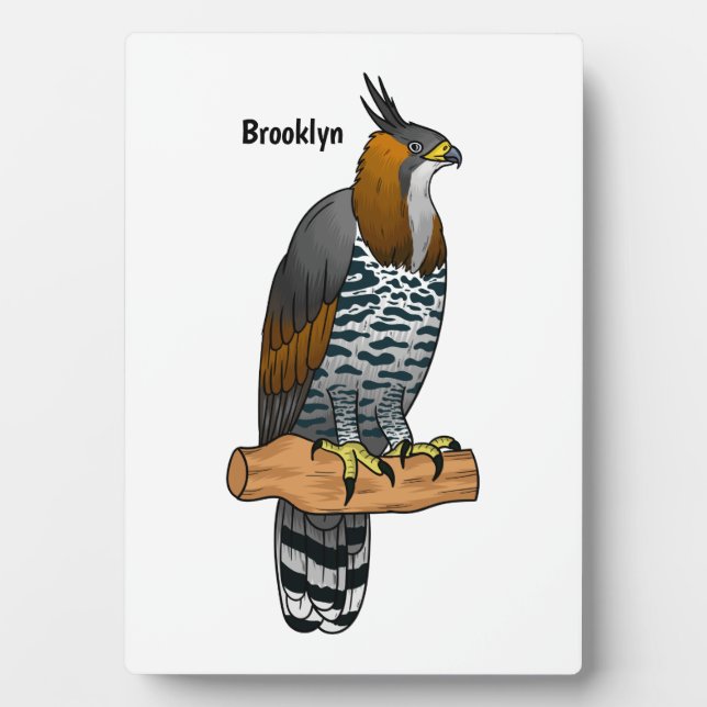 Ornate hawk eagle bird cartoon illustration  plaque (Front)