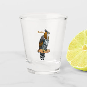 Ornate hawk eagle bird cartoon illustration shot glass