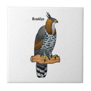 Ornate hawk eagle bird cartoon illustration tile