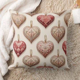 Ornate Heart Ornaments - Baroque & Quilted (1) Cushion