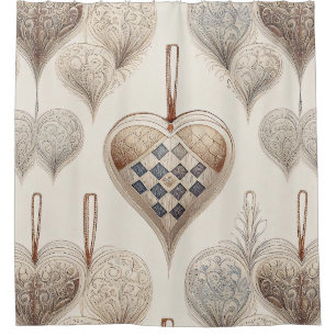Ornate Heart Ornaments - Baroque & Quilted (3) Shower Curtain