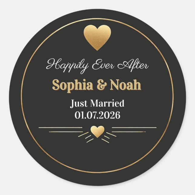 🌹 Ornate Heart Wedding Celebration Art 👑 Classic Round Sticker (Front)
