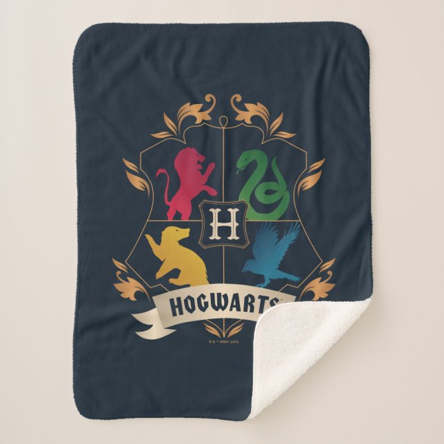 Ornate HOGWARTS™ House Crest Sherpa Blanket (Front)