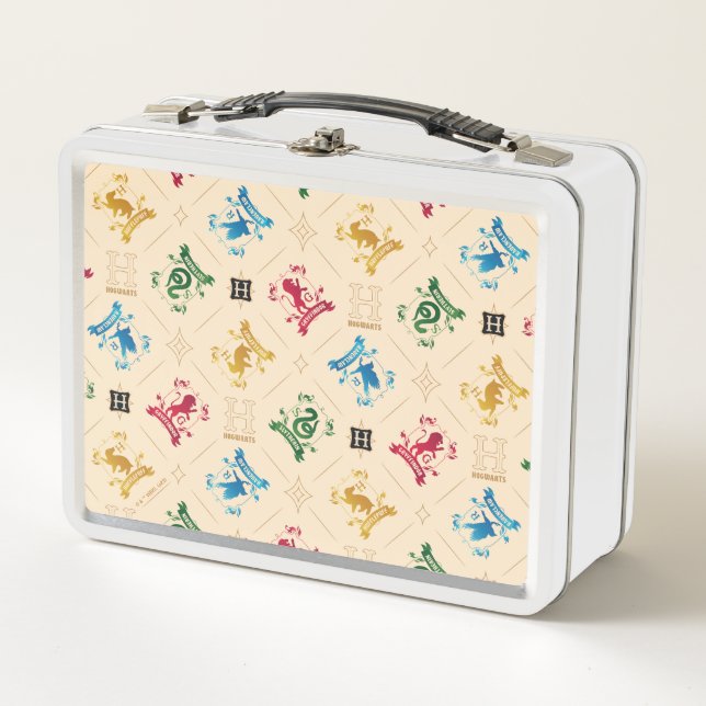 Ornate HOGWARTS™ House Crests Pattern Metal Lunch Box (Front)