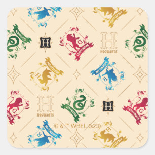 Ornate HOGWARTS™ House Crests Pattern Square Sticker
