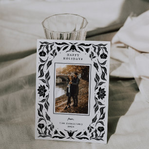 Ornate Holiday Botanical Photo Christmas Card