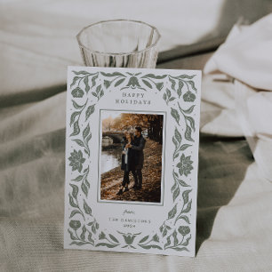 Ornate Holiday Botanical Photo Christmas Card