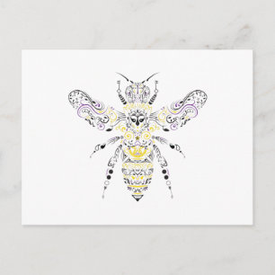 ornate honey bee postcard