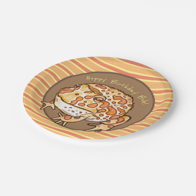 Ornate Horned Frog Hoppy Birthday Personalised Paper Plate (Angled)