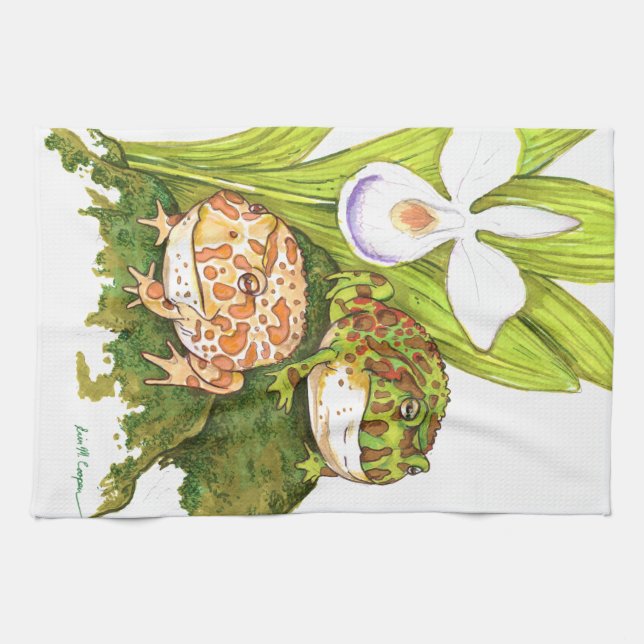 Ornate Horned Frogs Tea Towel (Horizontal)