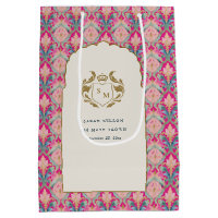 Ornate Hot Pink Gold Classy Floral Laurel Wedding