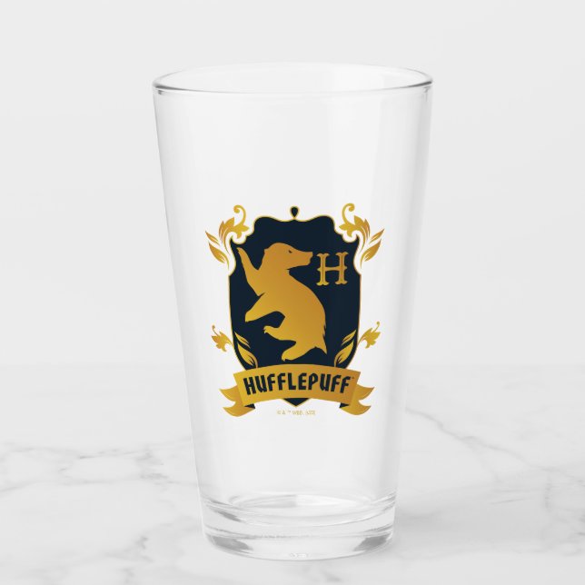 Ornate HUFFLEPUFF™ House Crest Glass (Front)
