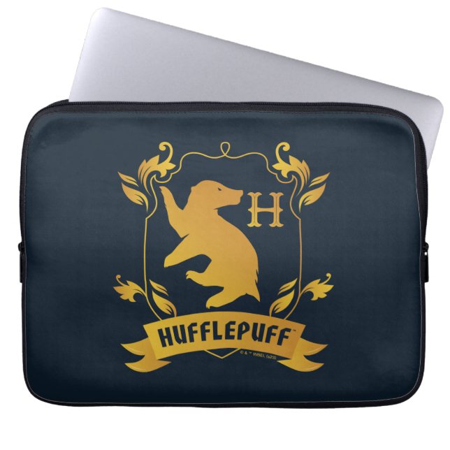 Ornate HUFFLEPUFF™ House Crest Laptop Sleeve (Front)