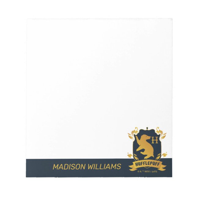 Ornate HUFFLEPUFF™ House Crest Notepad (Front)