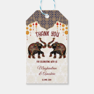 Ornate Indian elephant Indian wedding Gift Tags