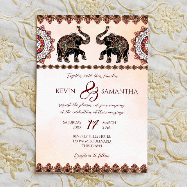 Ornate Indian elephant with Indian ornaments Invitation (Creator Uploaded)