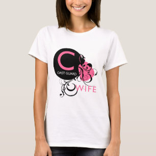 Ornate Initial - Coast Guard Wife T-Shirt