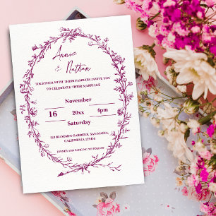 Ornate Intricate Burgundy Frame Wedding Invitation