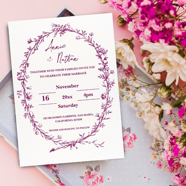 Ornate Intricate Burgundy Frame Wedding Invitation (Ornate Intricate Burgundy Frame Wedding Invitation)