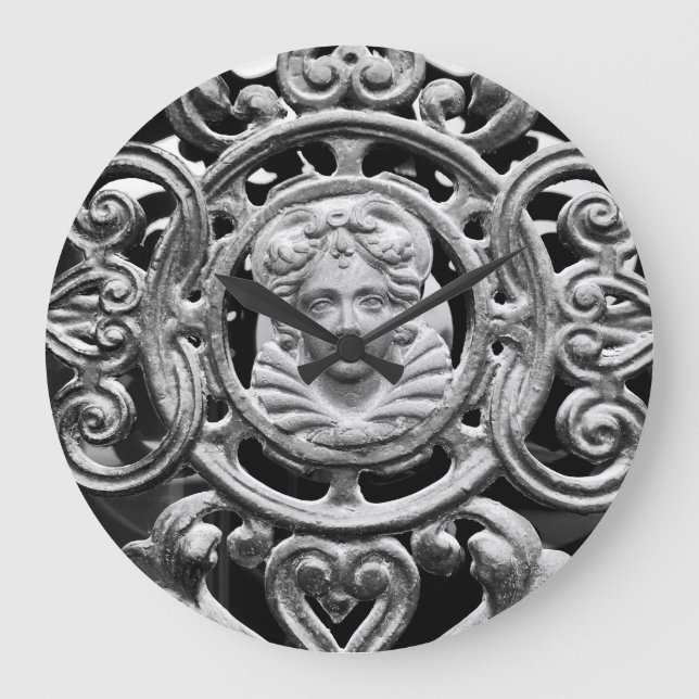 Ornate Iron-Wrought Storm Door Large Clock (Front)