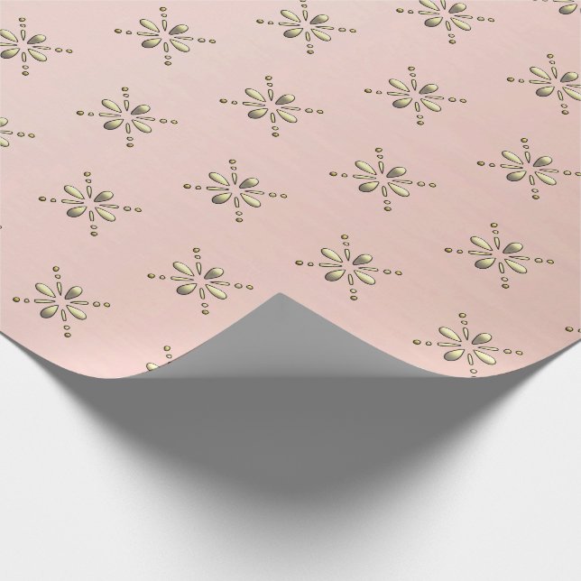 Ornate Italian Floral Motif on Rose Gold Backdrop Wrapping Paper (Corner)