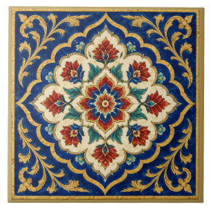 Ornate Iznik Floral Medallion Mural Tile