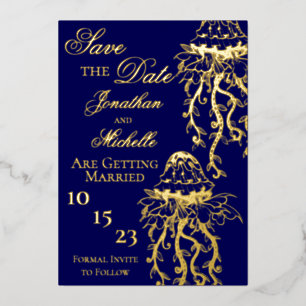 Ornate Jellyfish Gold Foil Beach Save the Date