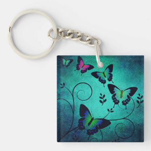 Ornate Jewel Butterflies Key Ring