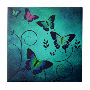 Ornate Jewel Butterflies Tile