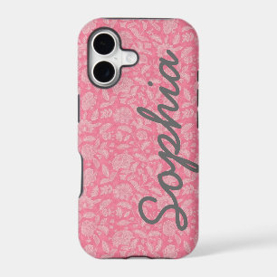 Ornate Lace Flowers Pink Custom Name iPhone 5 Case