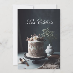 ORNATE LACE LOOK ANNIVERSARY CAKE INVITATION