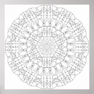 Ornate Lattice Petal Mandala with Floral Geometry Poster