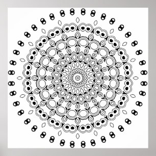 Ornate Layered Mandala with Leaf and Orb Details Poster