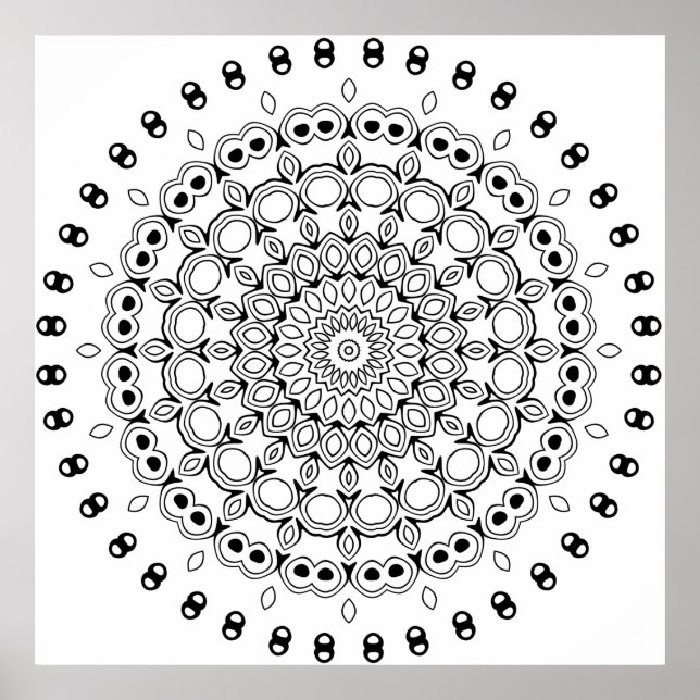 Ornate Layered Mandala with Leaf and Orb Details Poster (Front)