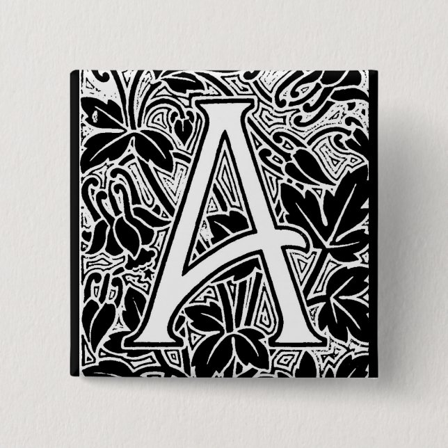 Ornate Letter "A" 15 Cm Square Badge (Front)